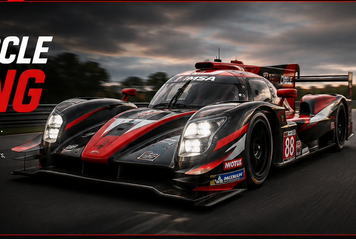 Sports prototype racing car on track